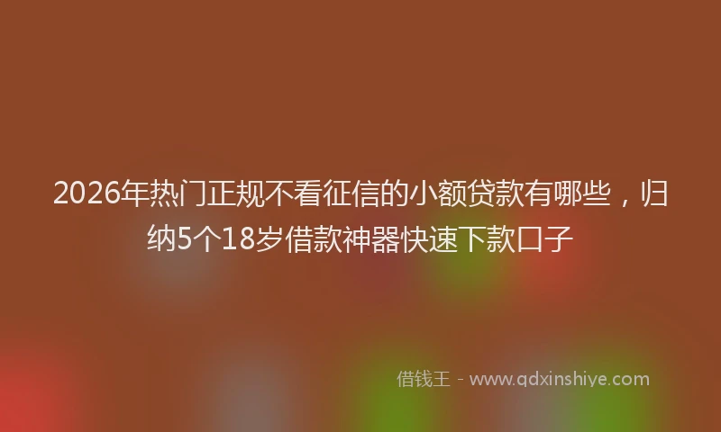 2026年热门正规不看征信的小额贷款有哪些，归纳5个18岁借款神器快速下款口子
