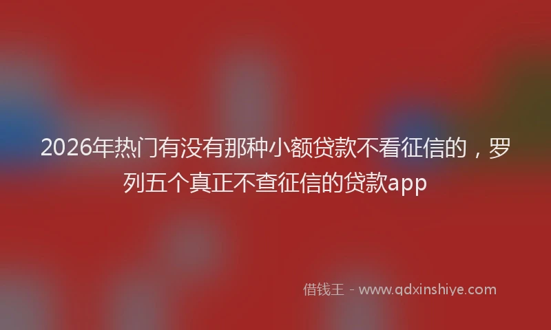 2026年热门有没有那种小额贷款不看征信的，罗列五个真正不查征信的贷款app