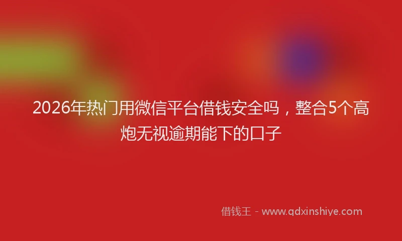 2026年热门用微信平台借钱安全吗,整合5个高炮无视逾期能下的口子