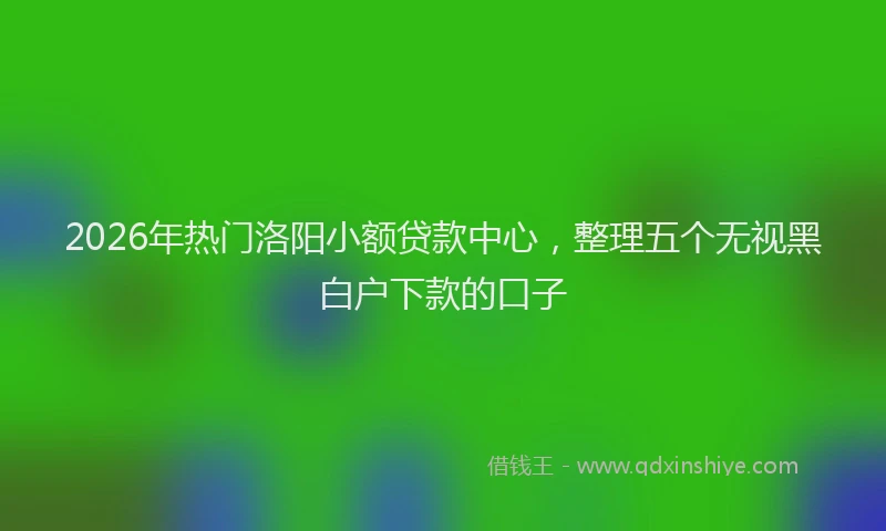 2026年热门洛阳小额贷款中心,整理五个无视黑白户下款的口子