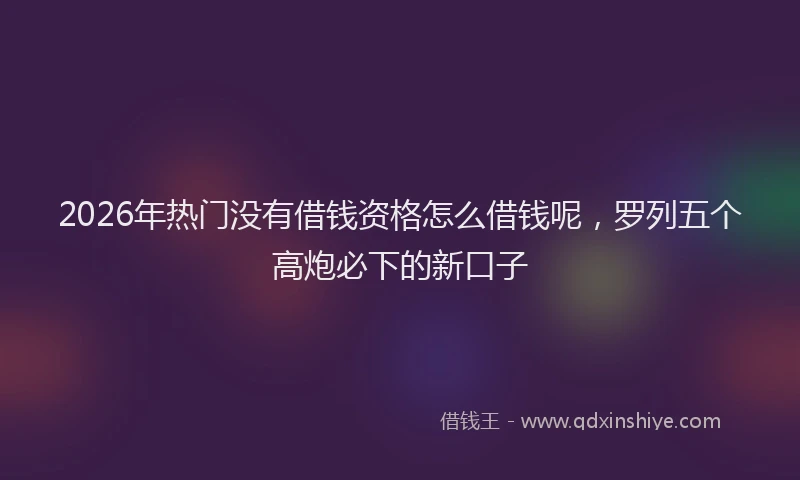 2026年热门没有借钱资格怎么借钱呢，罗列五个高炮必下的新口子