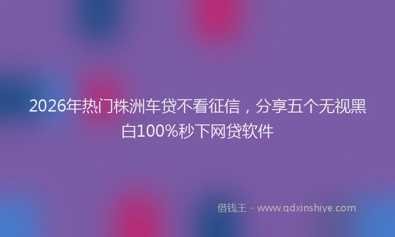 2026年热门株洲车贷不看征信，分享五个无视黑白100%秒下网贷软件