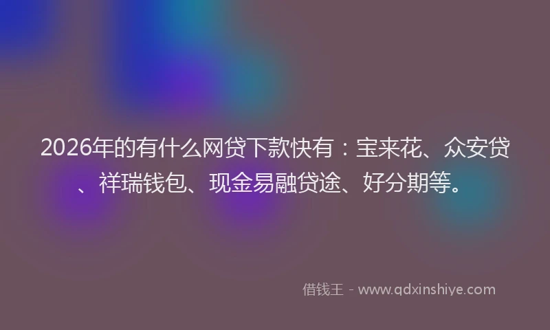 2026年的有什么网贷下款快有：宝来花、众安贷、祥瑞钱包、现金易融贷途、好分期等。