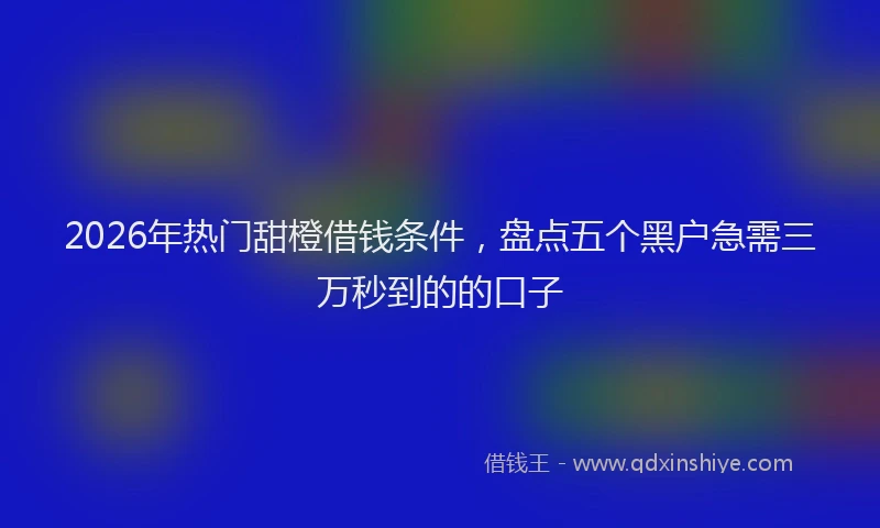 2026年热门甜橙借钱条件，盘点五个黑户急需三万秒到的的口子