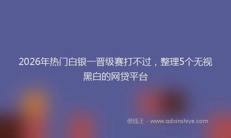 2026年热门白银一晋级赛打不过，整理5个无视黑白的网贷平台