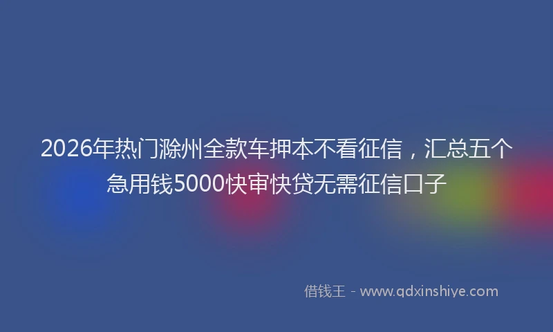 2026年热门滁州全款车押本不看征信，汇总五个急用钱5000快审快贷无需征信口子