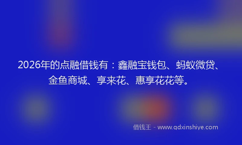 2026年的点融借钱有：鑫融宝钱包、蚂蚁微贷、金鱼商城、享来花、惠享花花等。