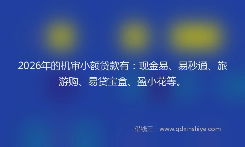 2026年的机审小额贷款有：现金易、易秒通、旅游购、易贷宝盒、盈小花等。
