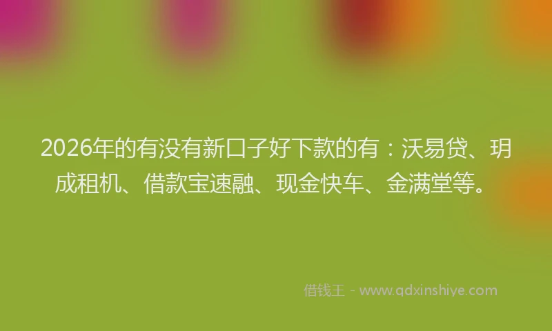 2026年的有没有新口子好下款的有：沃易贷、玥成租机、借款宝速融、现金快车、金满堂等。