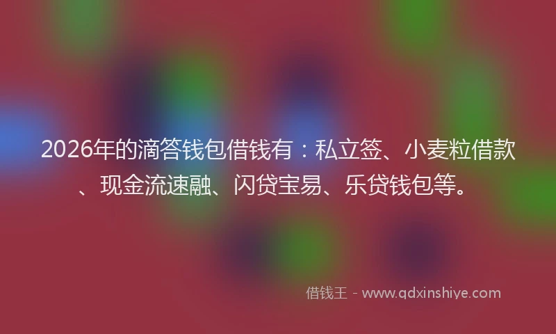 2026年的滴答钱包借钱有：私立签、小麦粒借款、现金流速融、闪贷宝易、乐贷钱包等。