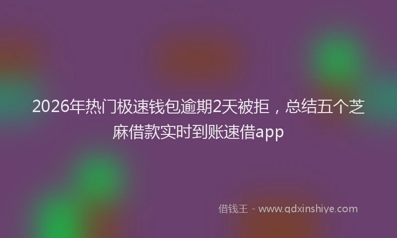 2026年热门极速钱包逾期2天被拒，总结五个芝麻借款实时到账速借app