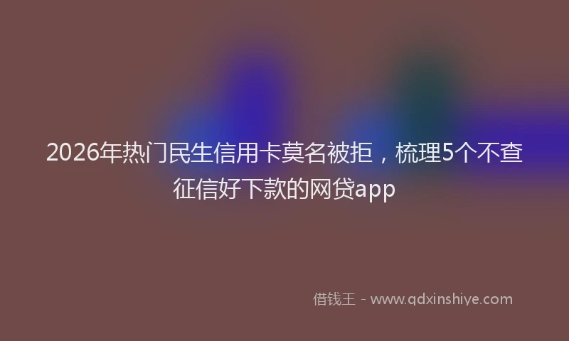 2026年热门民生信用卡莫名被拒,梳理5个不查征信好下款的网贷app