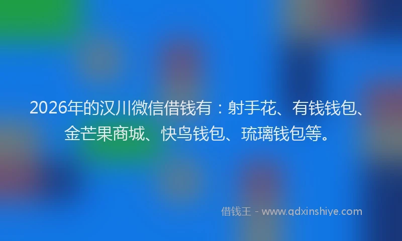 2026年的汉川微信借钱有：射手花、有钱钱包、金芒果商城、快鸟钱包、琉璃钱包等。