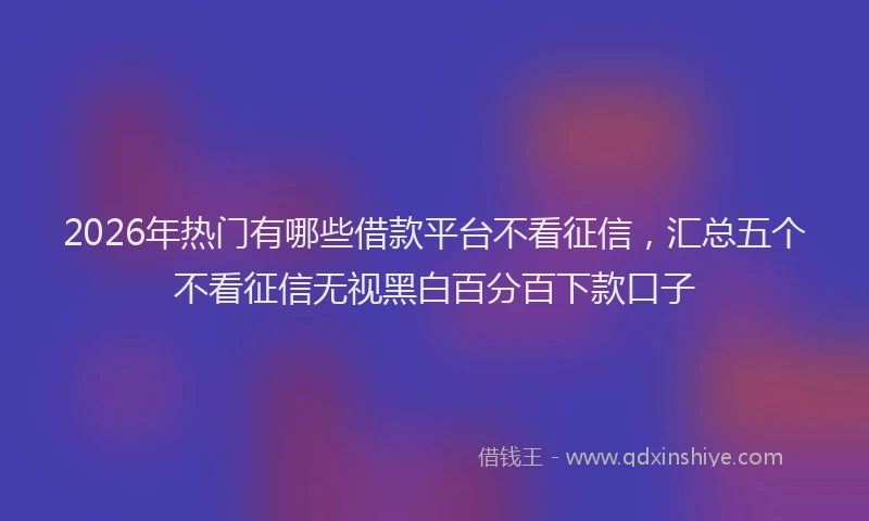 2026年热门有哪些借款平台不看征信，汇总五个不看征信无视黑白百分百下款口子