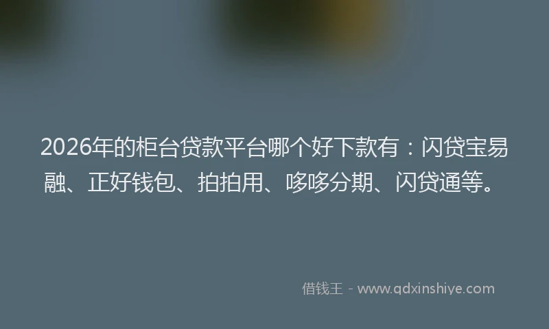 2026年的柜台贷款平台哪个好下款有：闪贷宝易融、正好钱包、拍拍用、哆哆分期、闪贷通等。