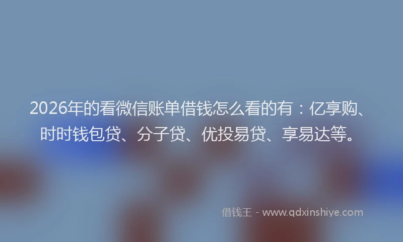 2026年的看微信账单借钱怎么看的有：亿享购、时时钱包贷、分子贷、优投易贷、享易达等。
