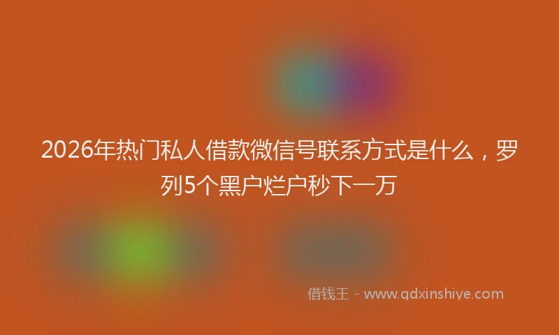 2026年热门私人借款微信号联系方式是什么，罗列5个黑户烂户秒下一万