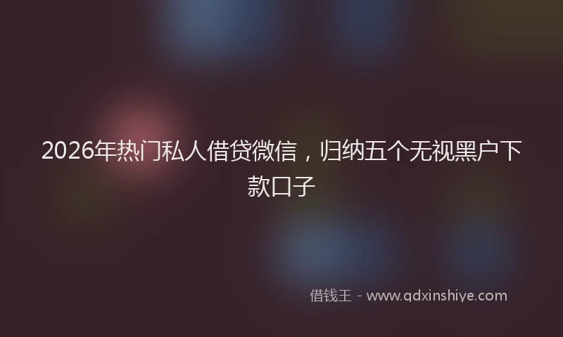 2026年热门私人借贷微信，归纳五个无视黑户下款口子