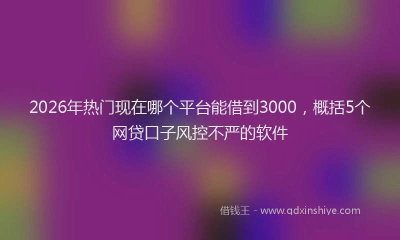 2026年热门现在哪个平台能借到3000，概括5个网贷口子风控不严的软件