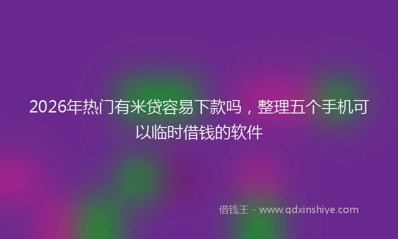 2026年热门有米贷容易下款吗，整理五个手机可以临时借钱的软件