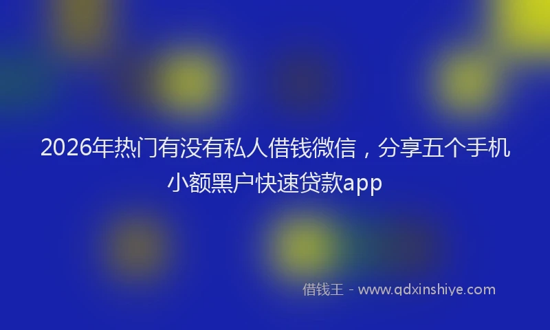 2026年热门有没有私人借钱微信，分享五个手机小额黑户快速贷款app