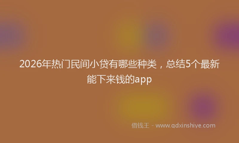 2026年热门民间小贷有哪些种类，总结5个最新能下来钱的app