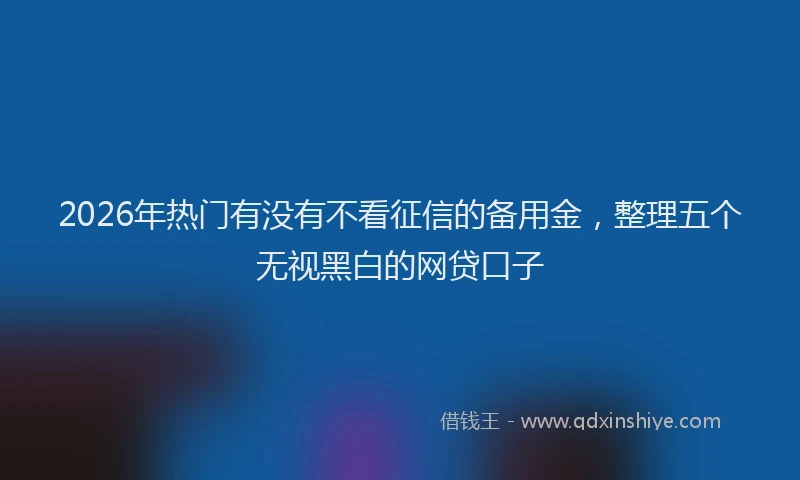 2026年热门有没有不看征信的备用金，整理五个无视黑白的网贷口子