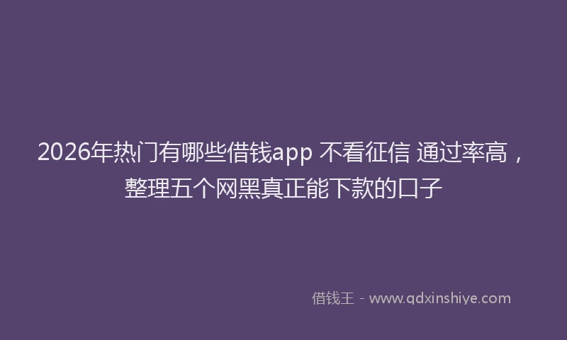 2026年热门有哪些借钱app 不看征信 通过率高，整理五个网黑真正能下款的口子