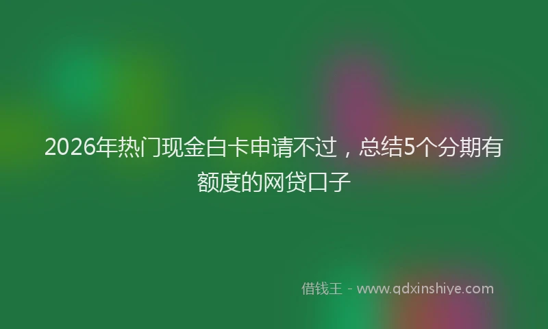 2026年热门现金白卡申请不过，总结5个分期有额度的网贷口子