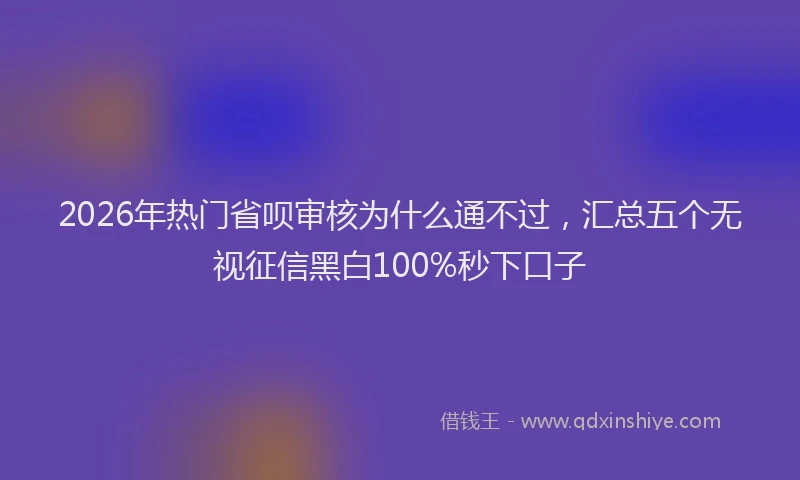2026年热门省呗审核为什么通不过,汇总五个无视征信黑白100%秒下口子
