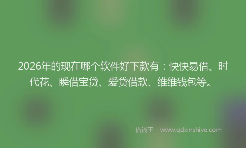2026年的现在哪个软件好下款有：快快易借、时代花、瞬借宝贷、爱贷借款、维维钱包等。