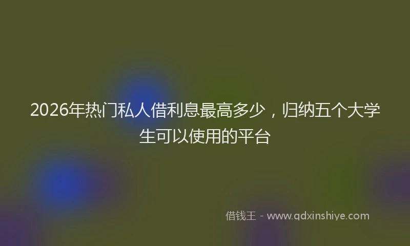 2026年热门私人借利息最高多少，归纳五个大学生可以使用的平台