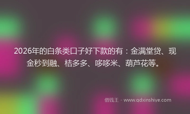 2026年的白条类口子好下款的有：金满堂贷、现金秒到融、桔多多、哆哆米、葫芦花等。