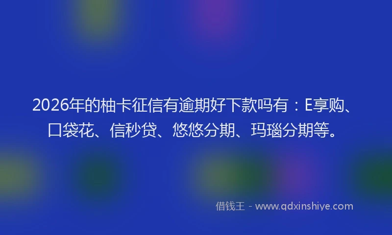 2026年的柚卡征信有逾期好下款吗有：E享购、口袋花、信秒贷、悠悠分期、玛瑙分期等。
