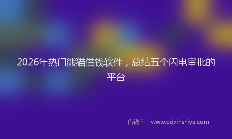 2026年热门熊猫借钱软件，总结五个闪电审批的平台