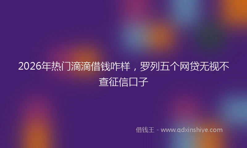 2026年热门滴滴借钱咋样，罗列五个网贷无视不查征信口子