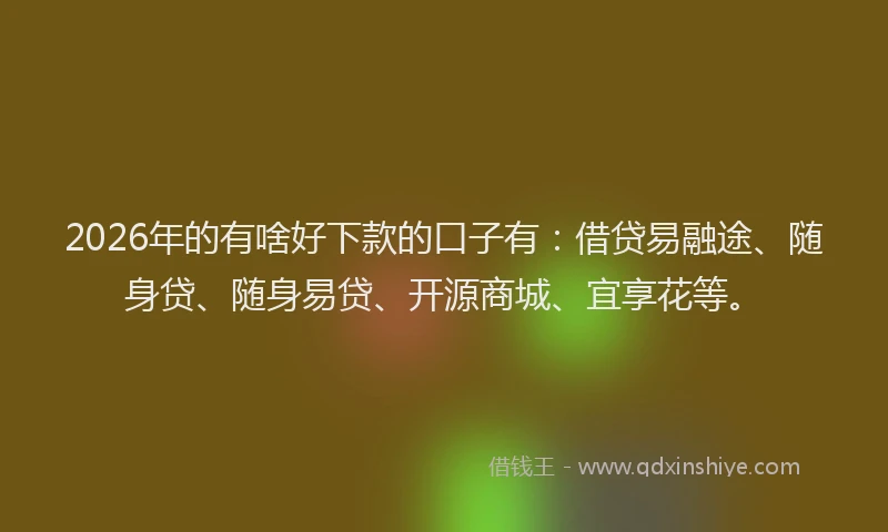 2026年的有啥好下款的口子有:借贷易融途、随身贷、随身易贷、开源商城、宜享花等。