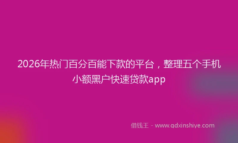 2026年热门百分百能下款的平台,整理五个手机小额黑户快速贷款app