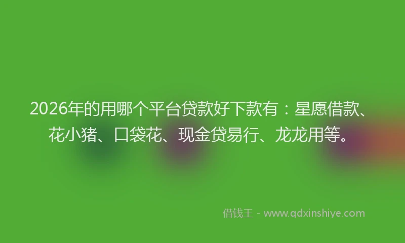 2026年的用哪个平台贷款好下款有：星愿借款、花小猪、口袋花、现金贷易行、龙龙用等。