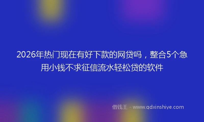 2026年热门现在有好下款的网贷吗，整合5个急用小钱不求征信流水轻松贷的软件