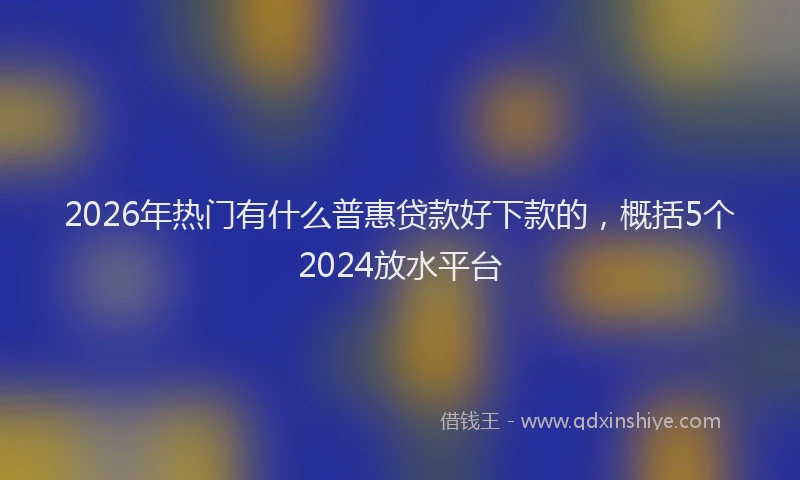 2026年热门有什么普惠贷款好下款的，概括5个2024放水平台
