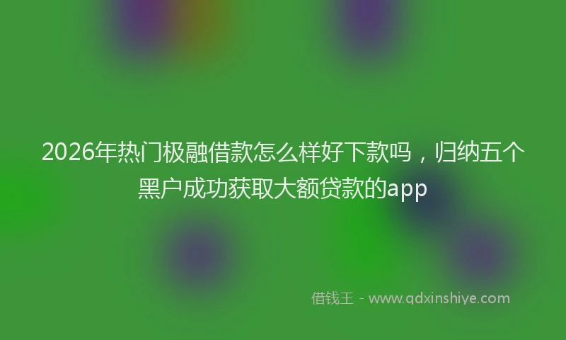 2026年热门极融借款怎么样好下款吗，归纳五个黑户成功获取大额贷款的app