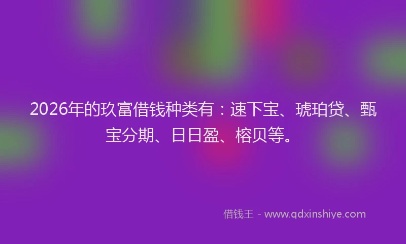 2026年的玖富借钱种类有:速下宝、琥珀贷、甄宝分期、日日盈、榕贝等。
