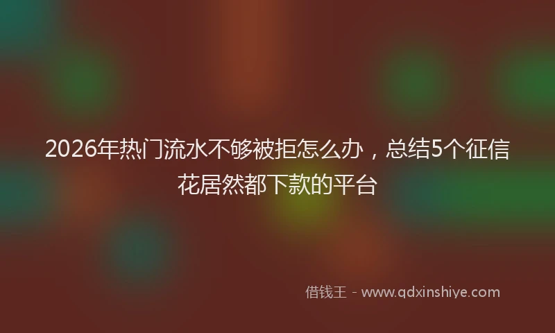2026年热门流水不够被拒怎么办，总结5个征信花居然都下款的平台