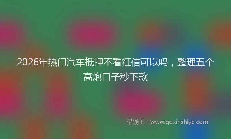2026年热门汽车抵押不看征信可以吗,整理五个高炮口子秒下款