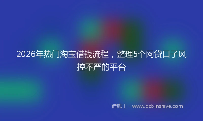 2026年热门淘宝借钱流程，整理5个网贷口子风控不严的平台