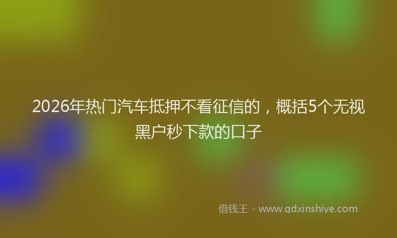 2026年热门汽车抵押不看征信的，概括5个无视黑户秒下款的口子
