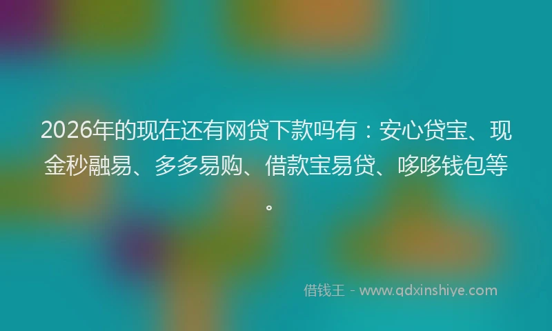 2026年的现在还有网贷下款吗有：安心贷宝、现金秒融易、多多易购、借款宝易贷、哆哆钱包等。