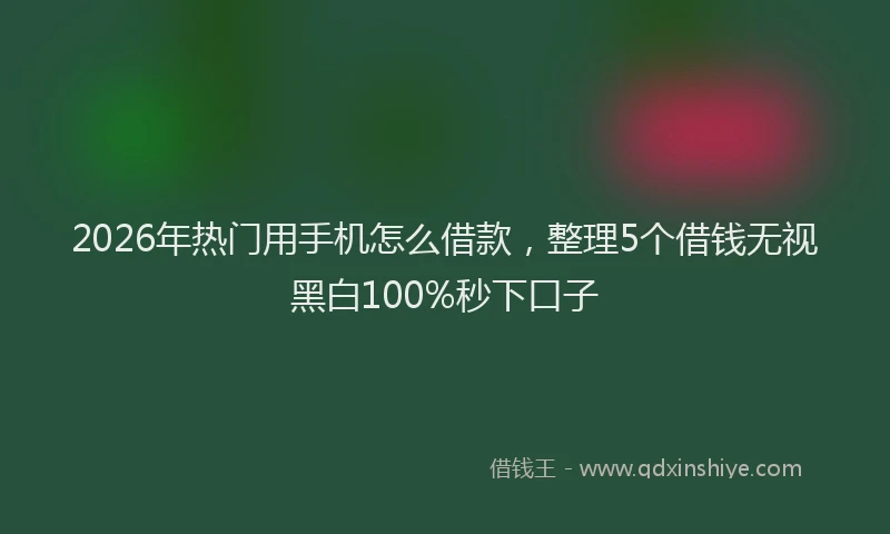 2026年热门用手机怎么借款，整理5个借钱无视黑白100%秒下口子