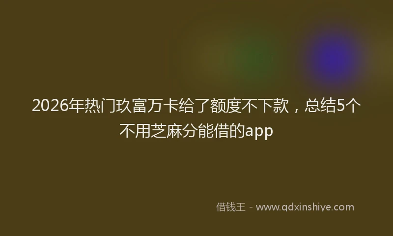 2026年热门玖富万卡给了额度不下款，总结5个不用芝麻分能借的app